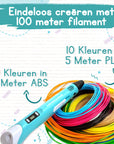 3D Pen Startpaket - 100M Filament - 10 Färger - Blå